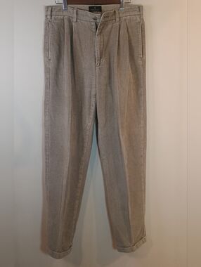 Y2k 90s Bill Blass Light Beige Corduroy Pleated Men’s Trousers